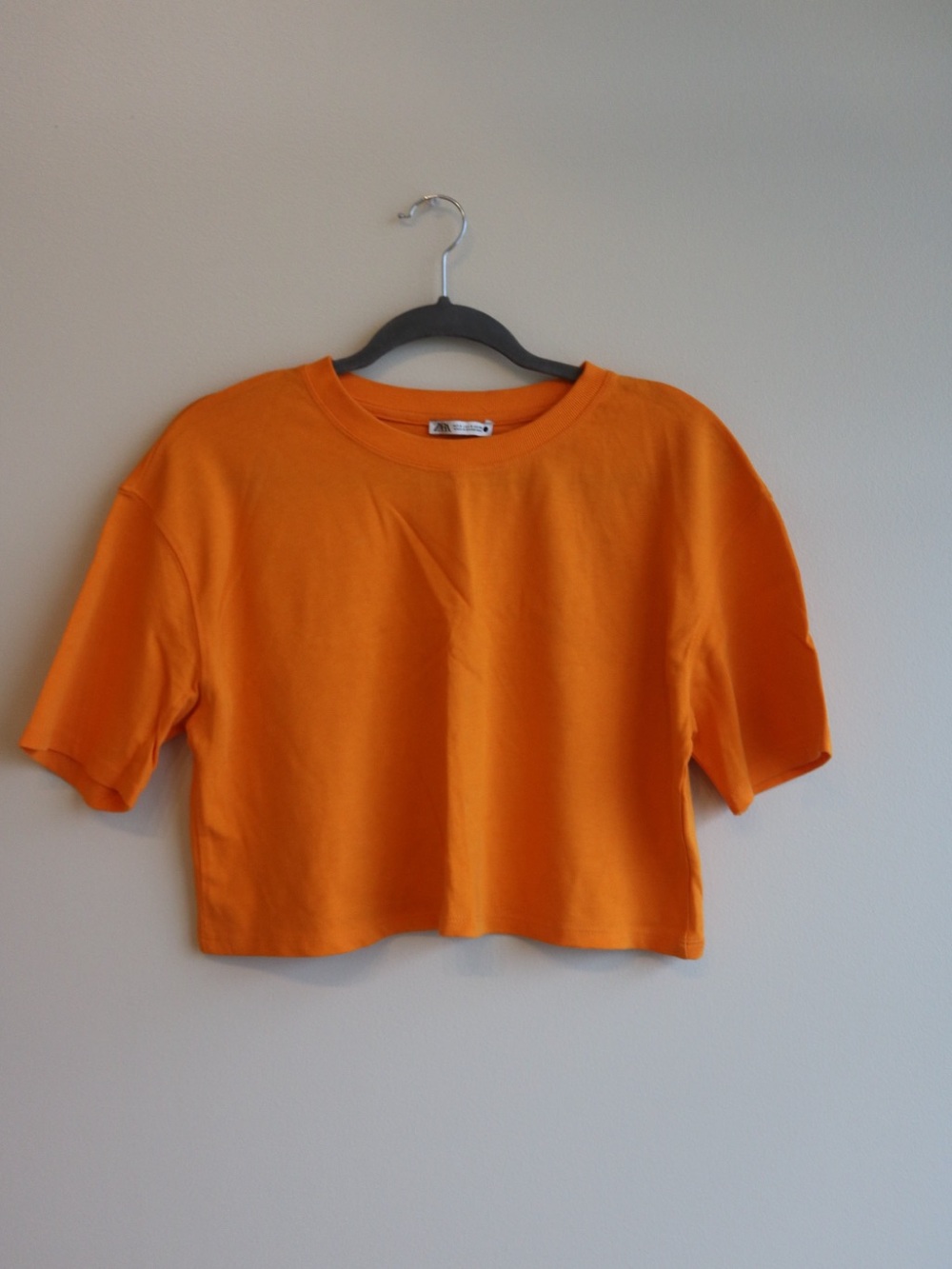 Zara Orange Cropped Crewneck Tee